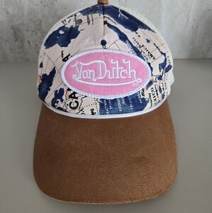 Von Dutch Blue and Brown Map Print Cap